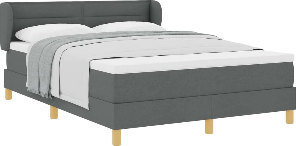 vidaXL Boxrugós ágy matracmal Sötétszürke 140 x 190 cm szövet