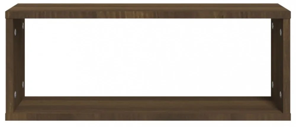 2 db barna tölgy színű szerelt fa fali kockapolc 60x15x23 cm