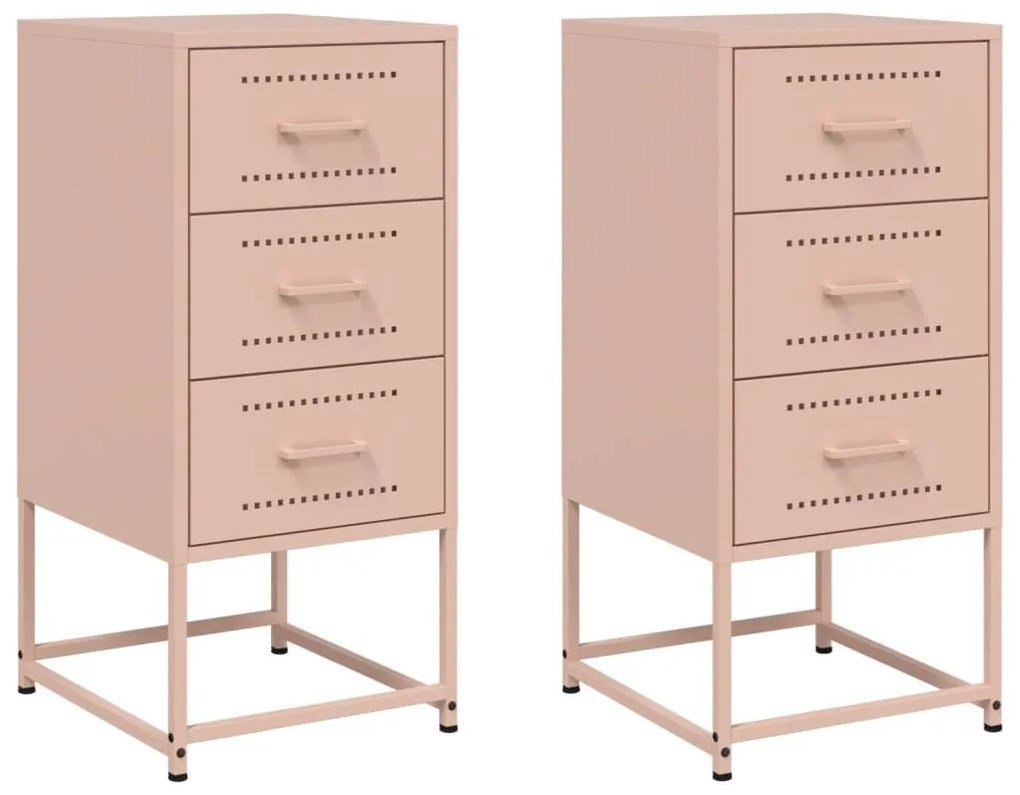 2 db rózsaszín acél éjjeliszekrény 36 x 39 x 78 cm