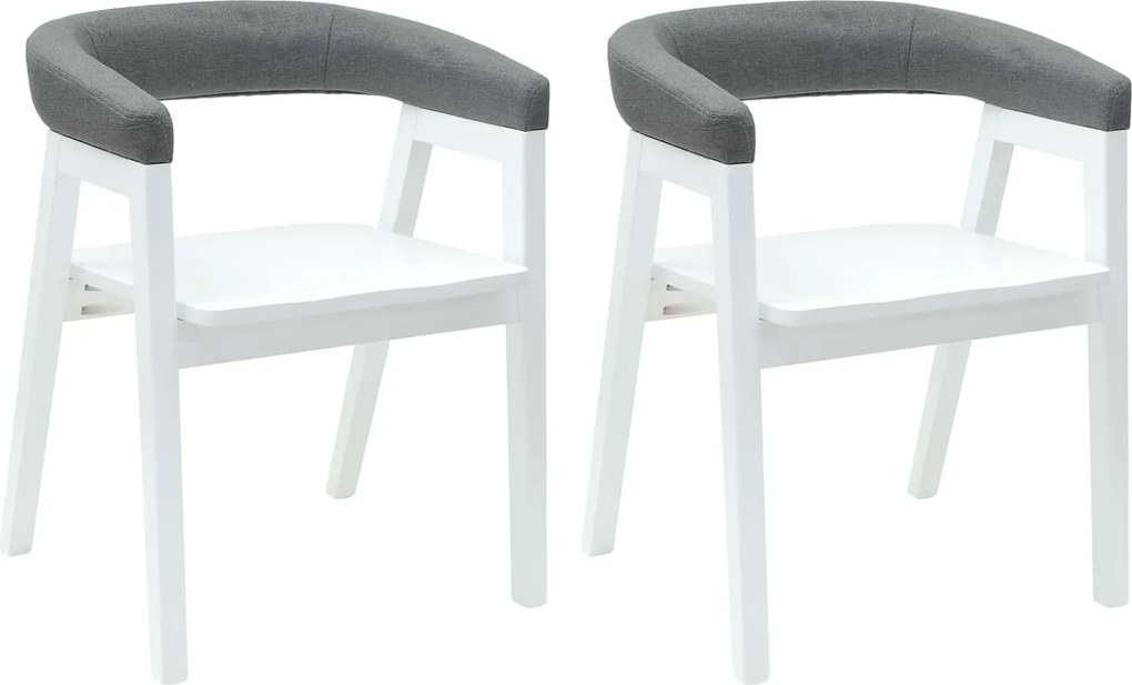 vidaXL Étkező Székek 2 pcs Fehér 54 x 57 x 73 cm Tömör Gumi Fa