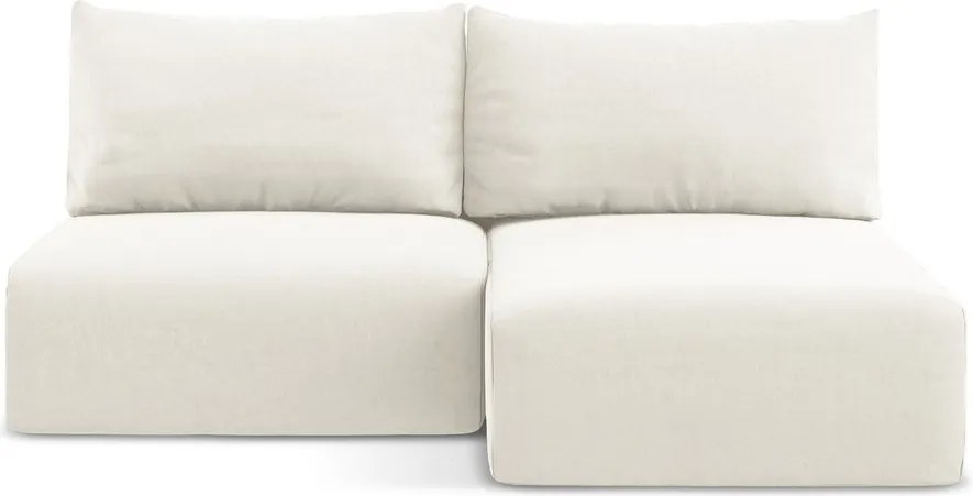 Krémszínű bársony kinyitható-tárolóhelyes sarokkanapé (jobb oldali-heverő résszel) Kalena – Makamii