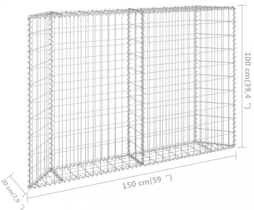 trapéz alakú horganyzott acél gabion magaságyás 150x20x100 cm