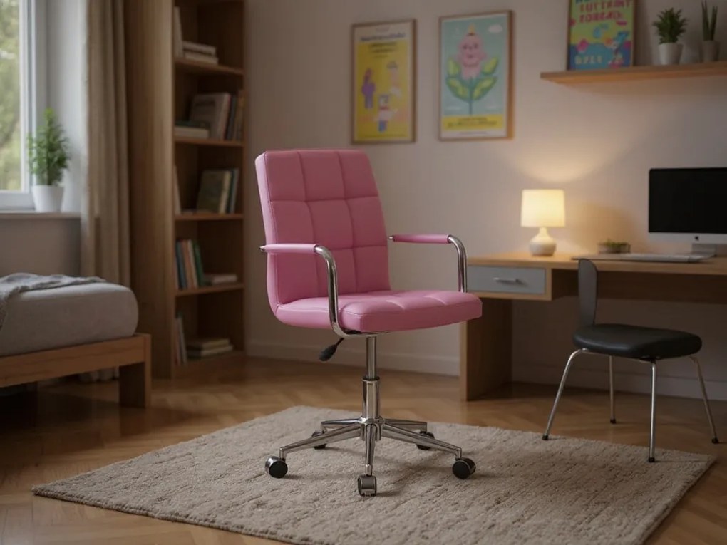 Irodai szék Q-022 ökobőrből, rózsaszínű