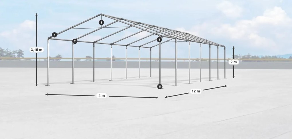 Raktárcsarnok/garázs 4x12x2m Comfort PE 240g