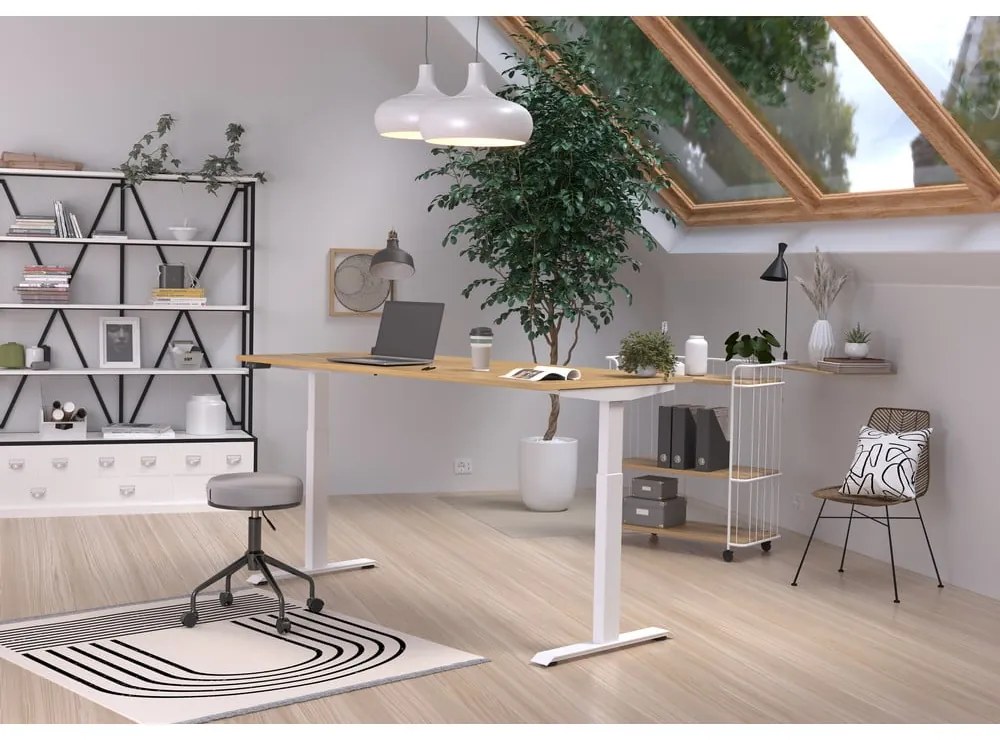 Íróasztal elektromosan állítható magassággal, tölgyfa dekoros asztallappal 80x180 cm Jet – Germania