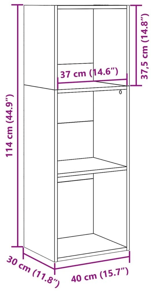 fekete szerelt fa könyvespolc 40 x 30 x 114 cm