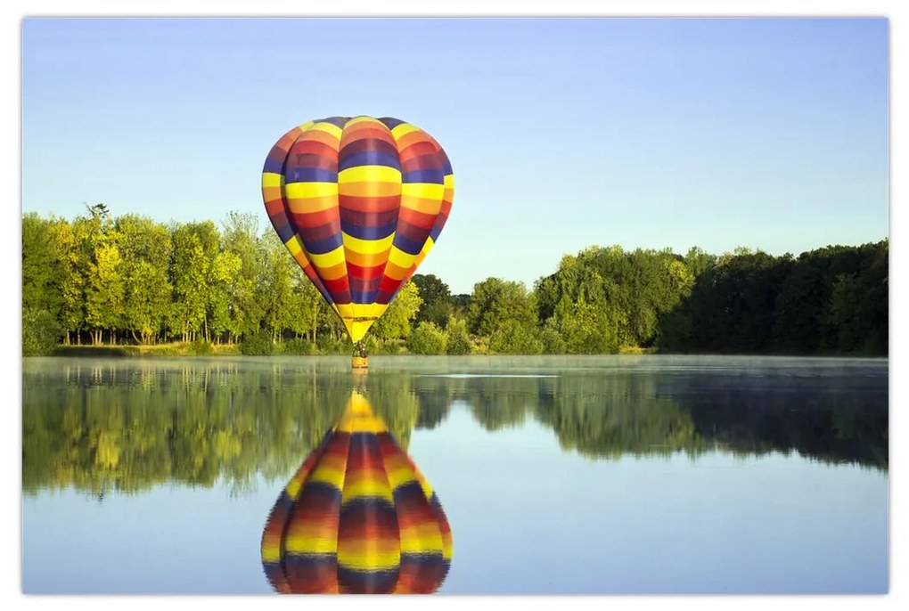 Hőlégballon a tónál képe (90x60 cm)