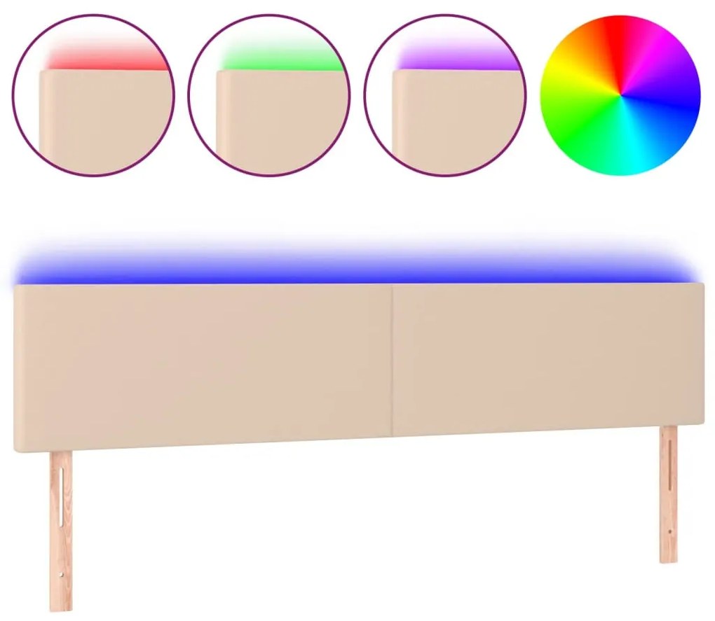 cappuccino színű műbőr LED-es fejtámla 180 x 5 x 78/88 cm