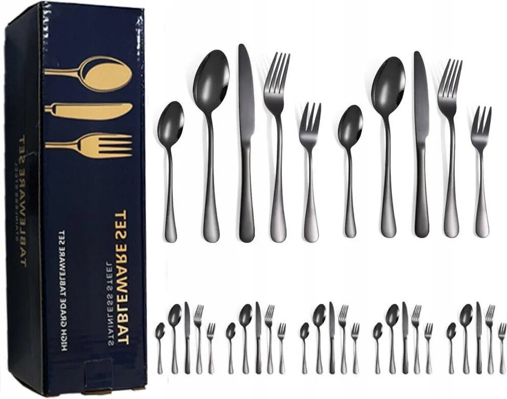 Evőeszköz Szett 6 Személyes 30DB-OS Fekete