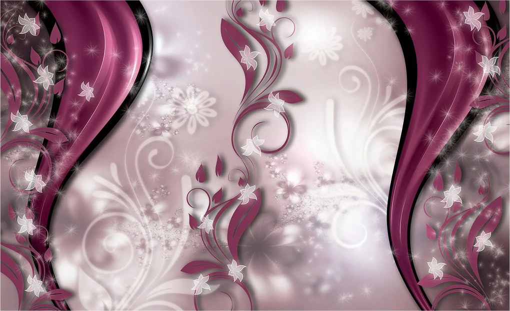 Fotótapéta flizelina Absztrakt Virágok Rózsa fehér vonalak Dekor 208x146 +ragasztó