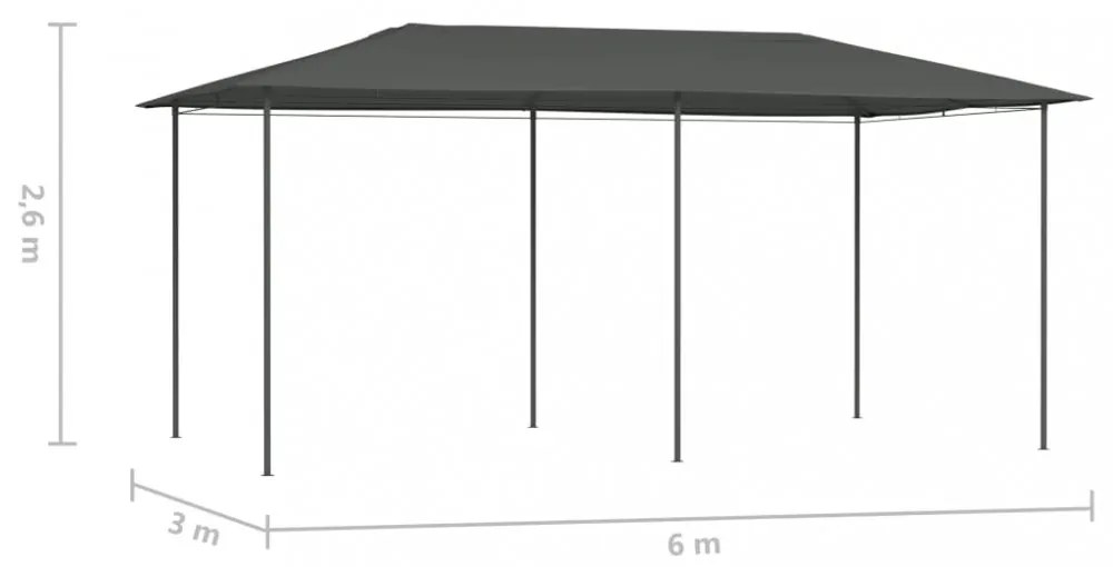 antracitszürke pavilon 2,98 x 5,3 x 2,59 m 160 g/m²