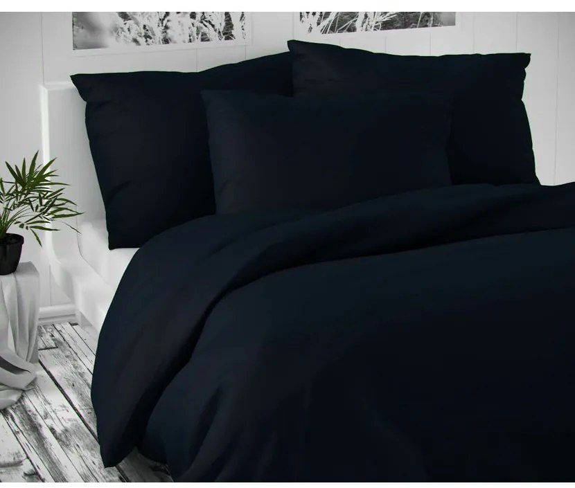 Pamut lepedők Fekete TiaHome - 1x Párna 90x70cm, 1x Paplan 140x200cm