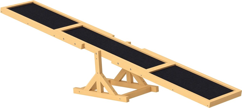 PawHut Kutya Hintáló, Fa anyagból készült kutya ügyességi hintáló, Csúszásmentes kutya ügyességi rámpa 30 kg alatti kutyák számára, időjárásálló szaba