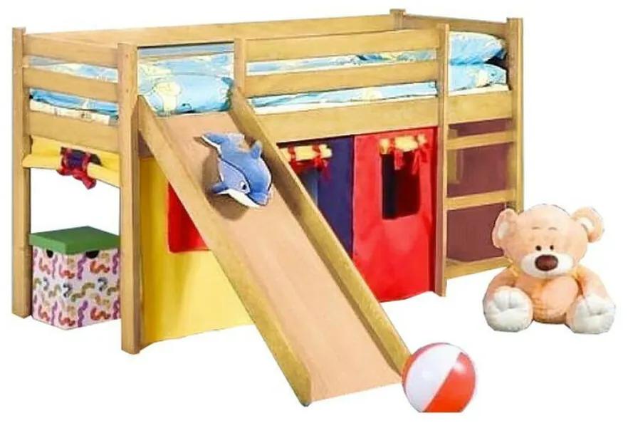 Neo plus - emeletes ágy csúszdával és matraccal - fenyő