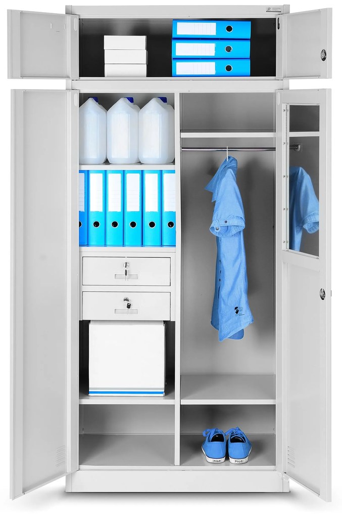 Fém öltözőszekrény BORYS, 900 x 1850 x 500 mm, szürke