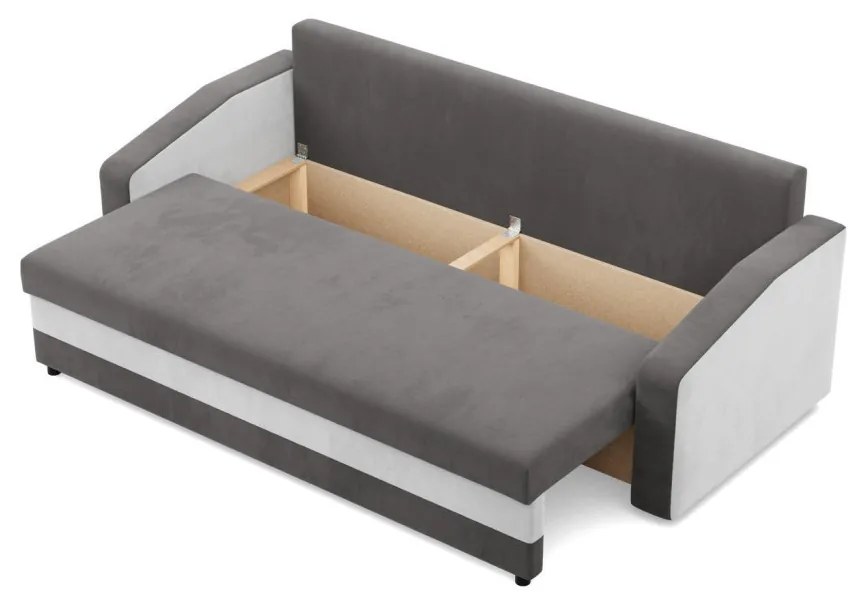 Hewlet kanapéágy, szövet anyag, hab töltet, szürke - fehér