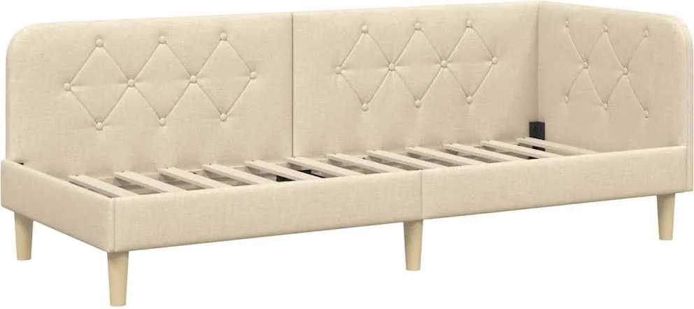 vidaXL Sarokágy keret fejtámlával Krém 80 x 200 cm szövet