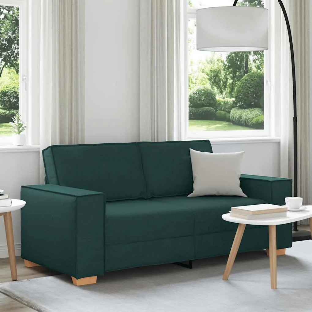 vidaXL kétszemélyes sötétzöld szövetkanapé 140 cm