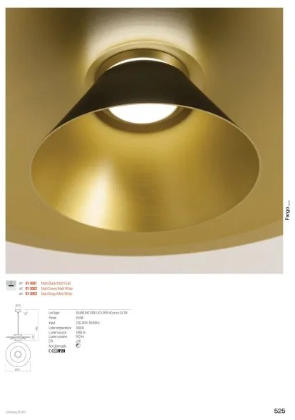 Redo 01-3001 - LED kábelen függesztett csillár FARGO LED/16,5W/230V átm. 50 cm fekete/arany