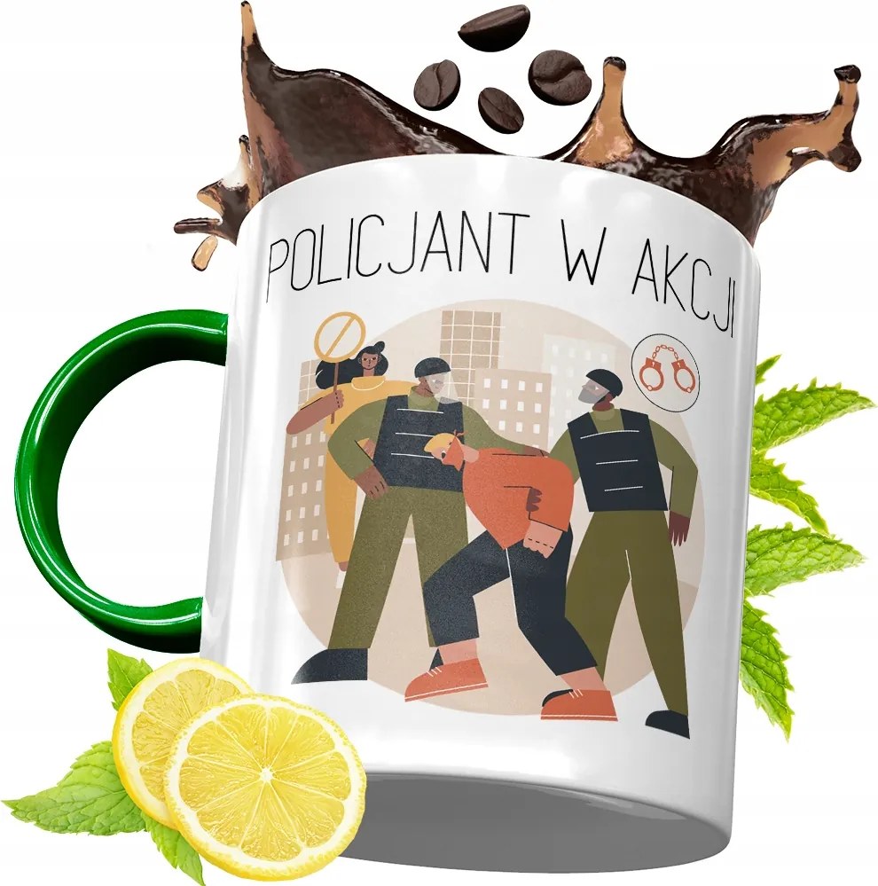 Zöld Bögre Rendőrnek Tökéletes Ajándék fényképes nyomtatással