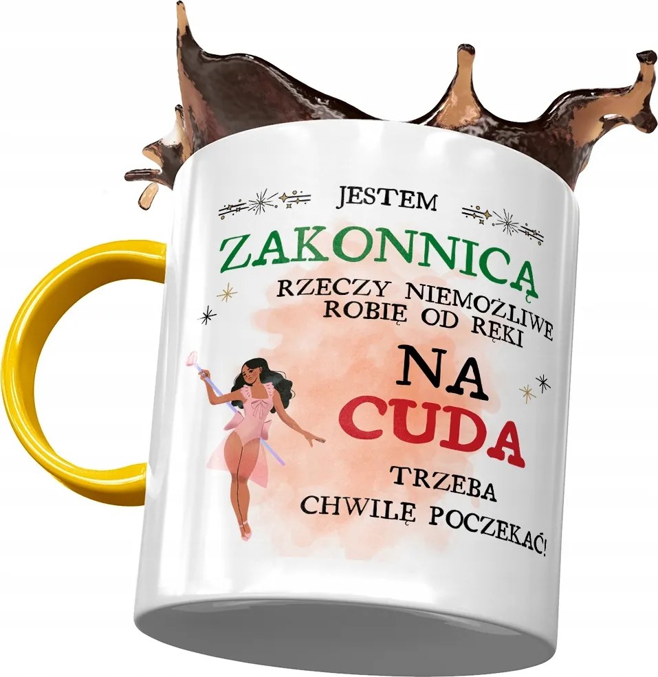 Sárga Bögre Az Apácának Várni kell Egy Pillanatot Nyomtatott Fotóval