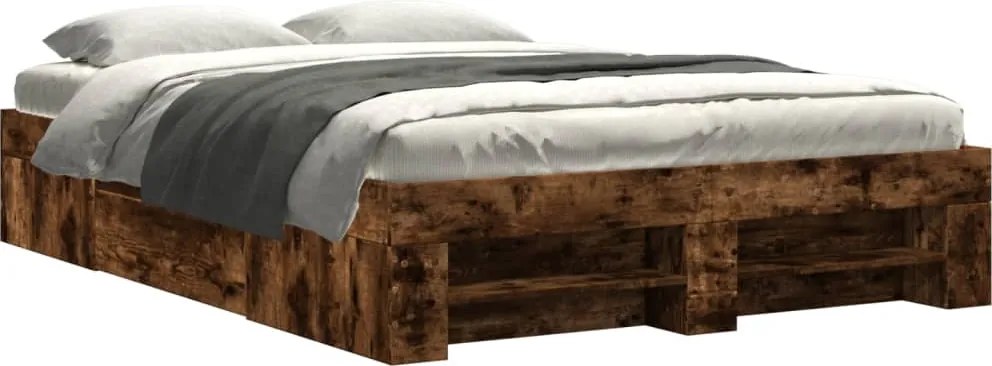 vidaXL füstös tölgy színű szerelt fa ágykeret matrac nélkül 140x190 cm