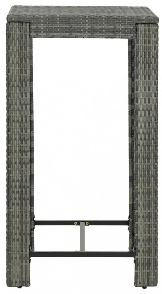 szürke polyrattan kerti bárasztal 60,5 x 60,5 x 110,5 cm