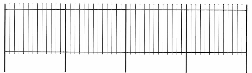 vidaXL fekete acélkerítés lándzsás tetejű 714,5 x 150 cm
