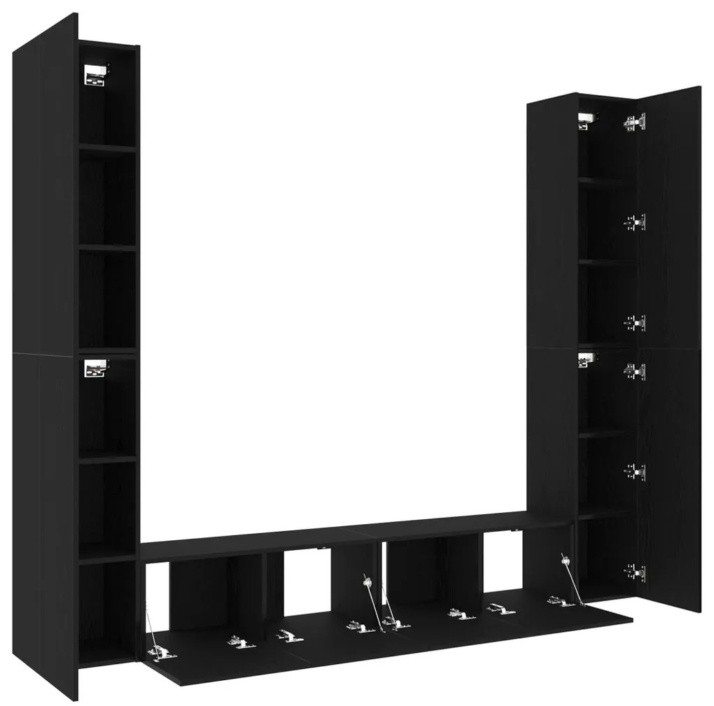 TV szekrény 6 pcs Fekete 80 x 30 x 30 cm Faanyag