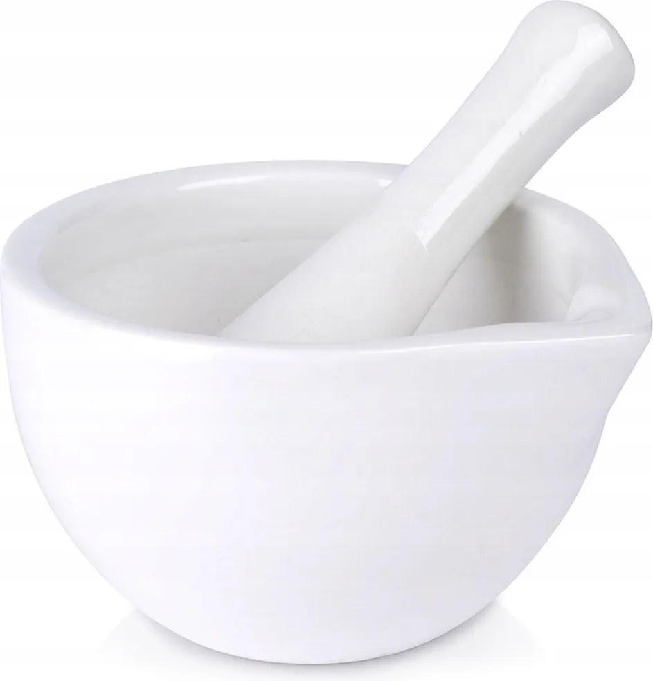 Konyhai Mozsár Porcelán Fehér, Fűszernövények Ledörzsölésére Szolgáló Zúzó