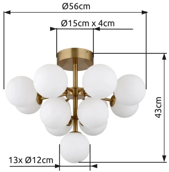 Globo 56143-13GD - Felületre szerelhető csillár GRAPPY 13xG9/5W/230V átm. 56 cm arany