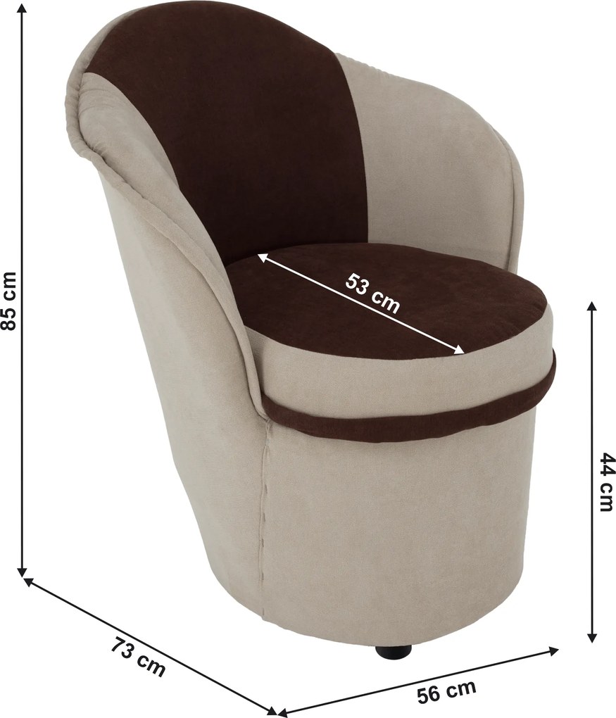 Fotel tárhellyel, bézs/barna, PERSI