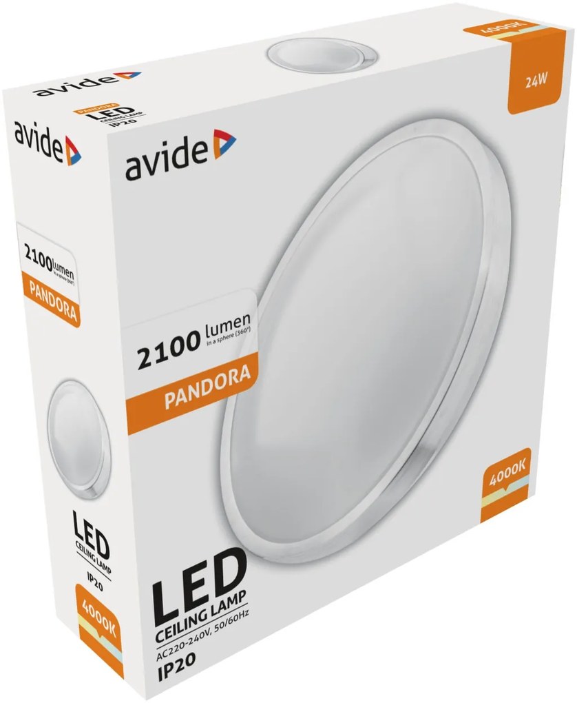 Avide LED Mennyezeti Lámpa Pandora (Alu) 24W 380*110mm NW 4000K