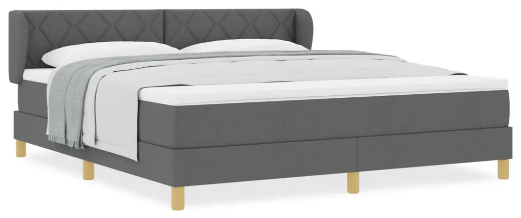 Boxspring Ágy Matraccal - Sötétszürke, 180x200 cm, Szövet