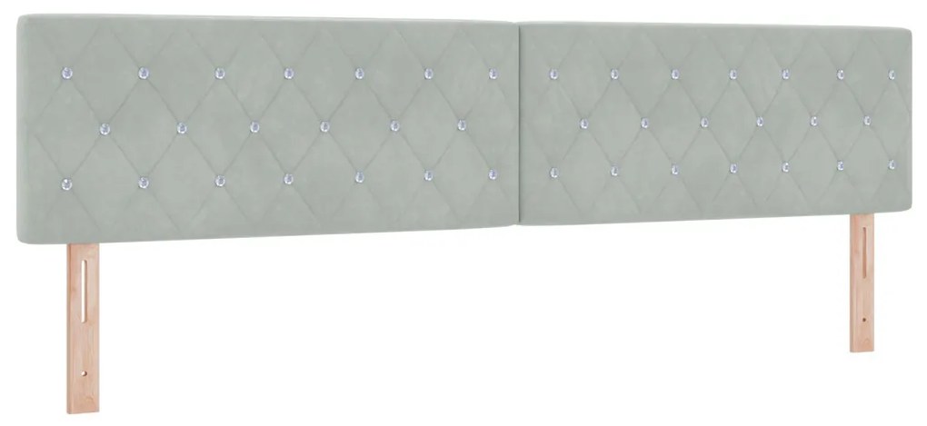 Boxspring Ágy Matraccal Világosszürke 200x200 cm Bársonyos
