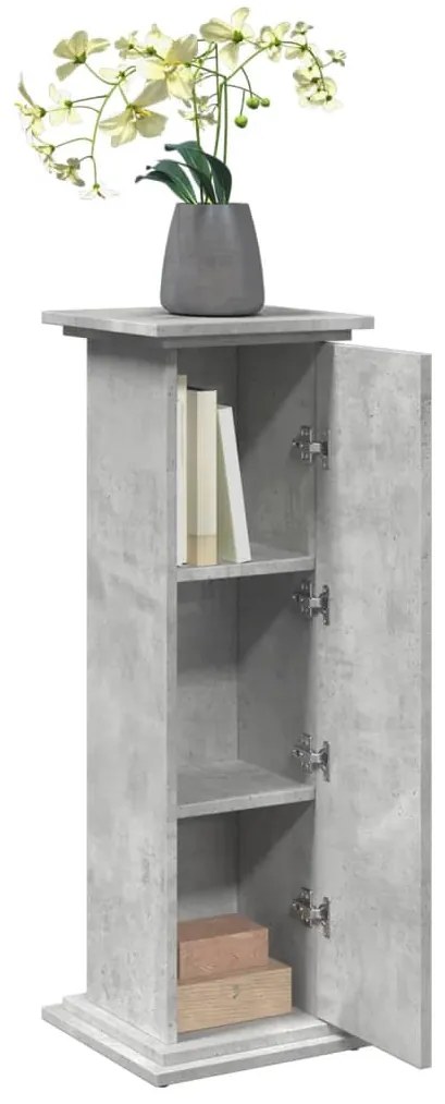 betonszürke szerelt fa bemutatóállvány tárolóval 31x30x90 cm