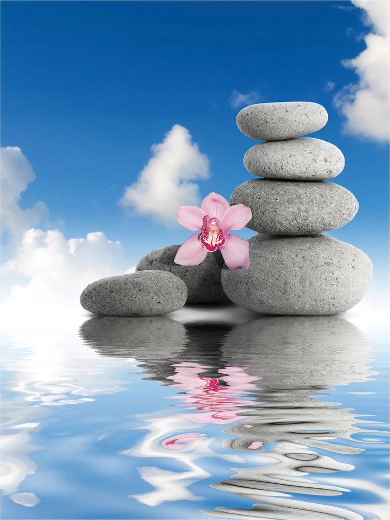 Flizelin fotótapéta Orchideák kövek ég relaxáció 184x254 +ragasztó