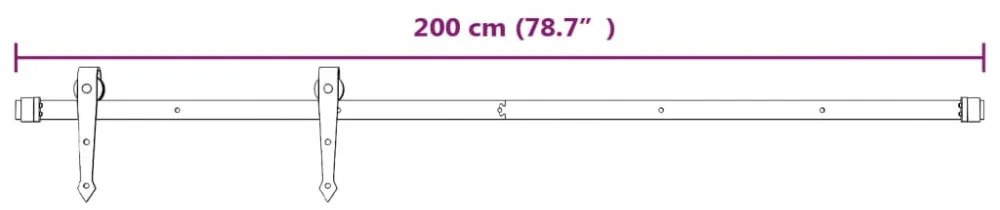 fehér acél tolóajtó-szerelvényszett 200 cm