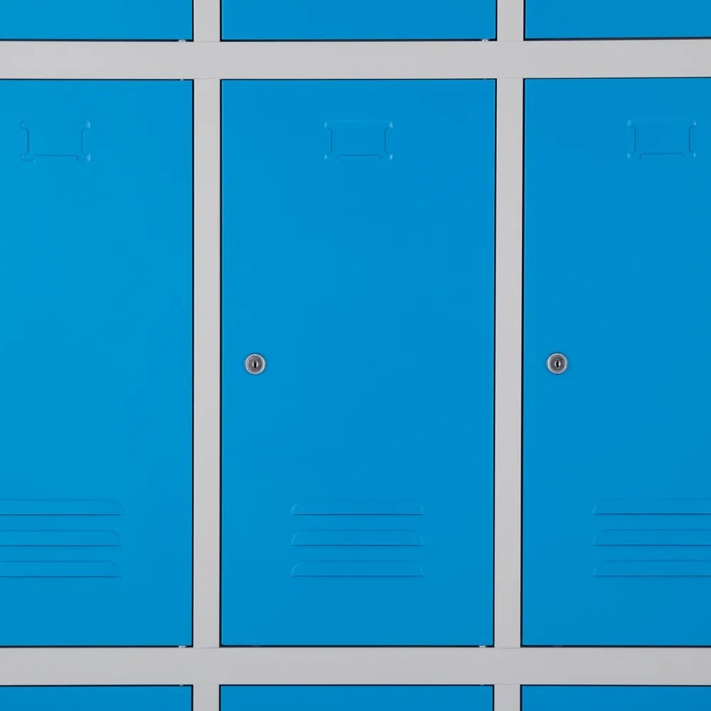 Fém szekrény - 9 doboz, 90 x 45 x 185 cm, hengerzár, kék - ral 5012