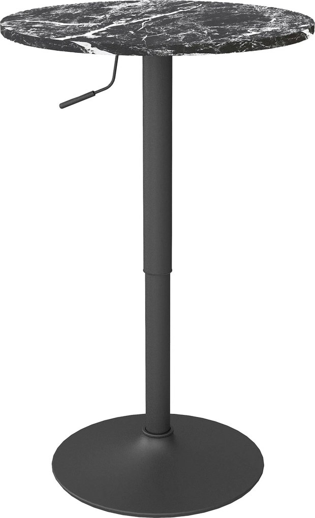 HOMCOM Bárasztal - Kerek Étkezőasztal 2 Személynek, Konyhai Asztal Márványhatású, Fekete, Ø60 x 68-93.5cm | Aosom