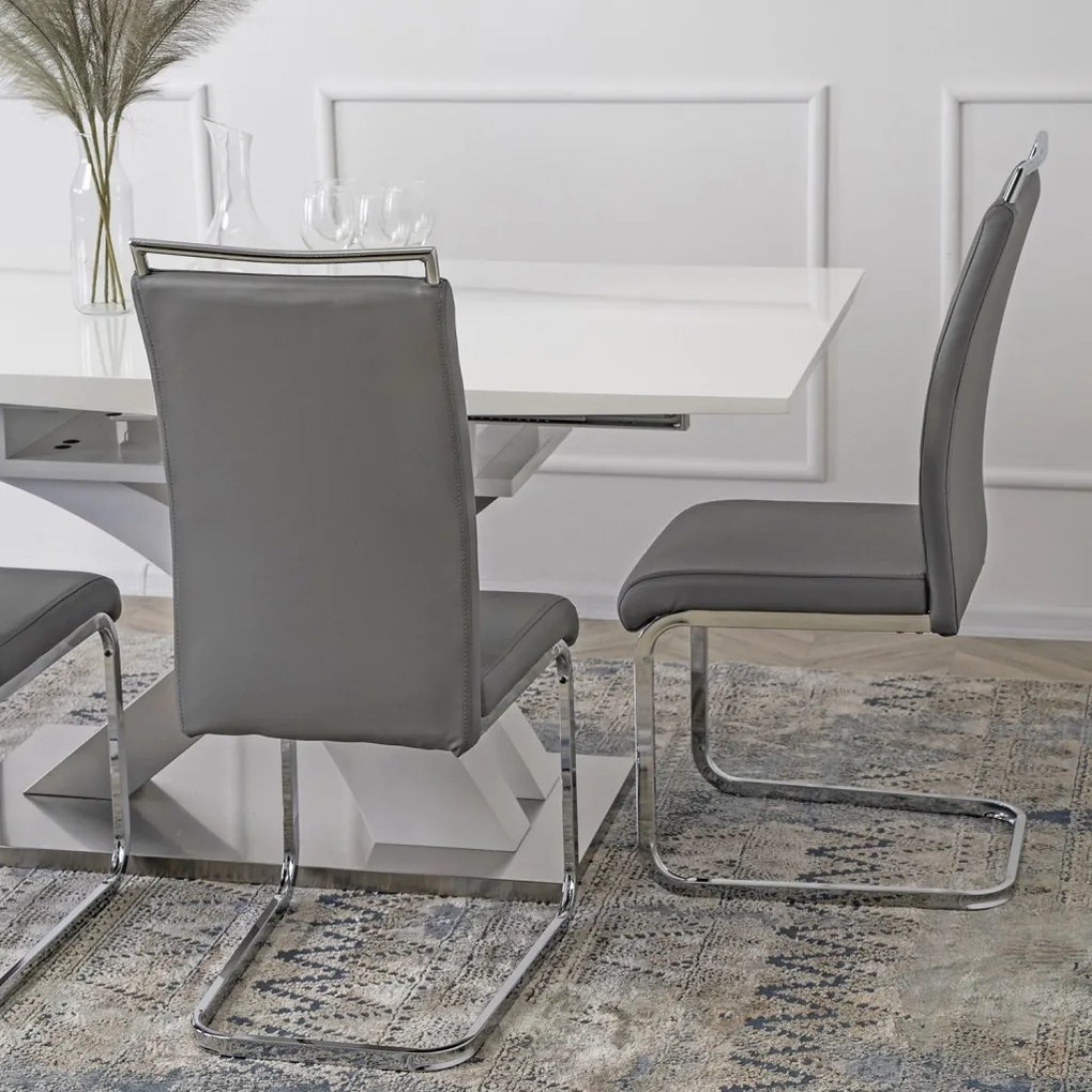 Szánkótalpas Étkezőszék Szürke Eco-bőr Kárpittal. LOCA 2