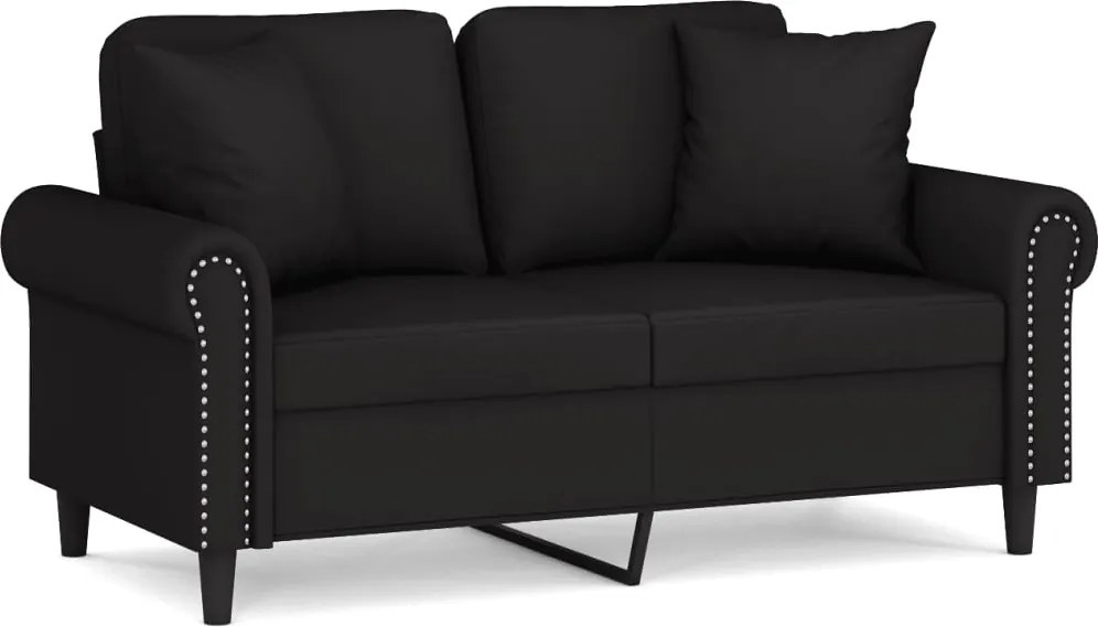 vidaXL 2 személyes fekete bársony kanapé díszpárnákkal 120 cm