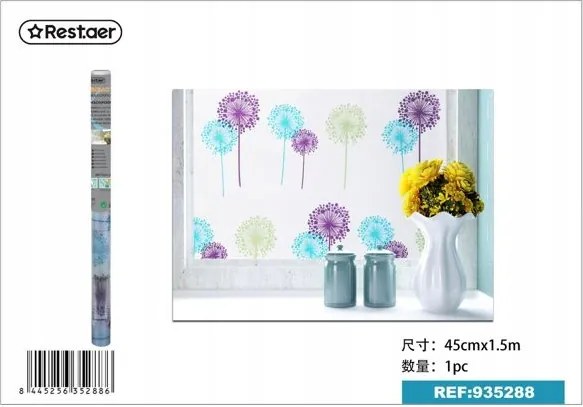 Antisztatikus üvegfólia 45CM x 1.5M Virágmintás