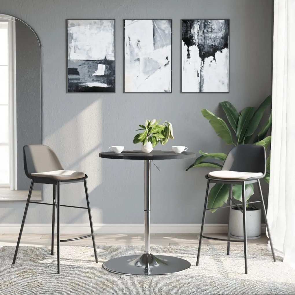 Fekete szerelt fa és krómozott acél bárasztal 60 x 60 x 90 cm
