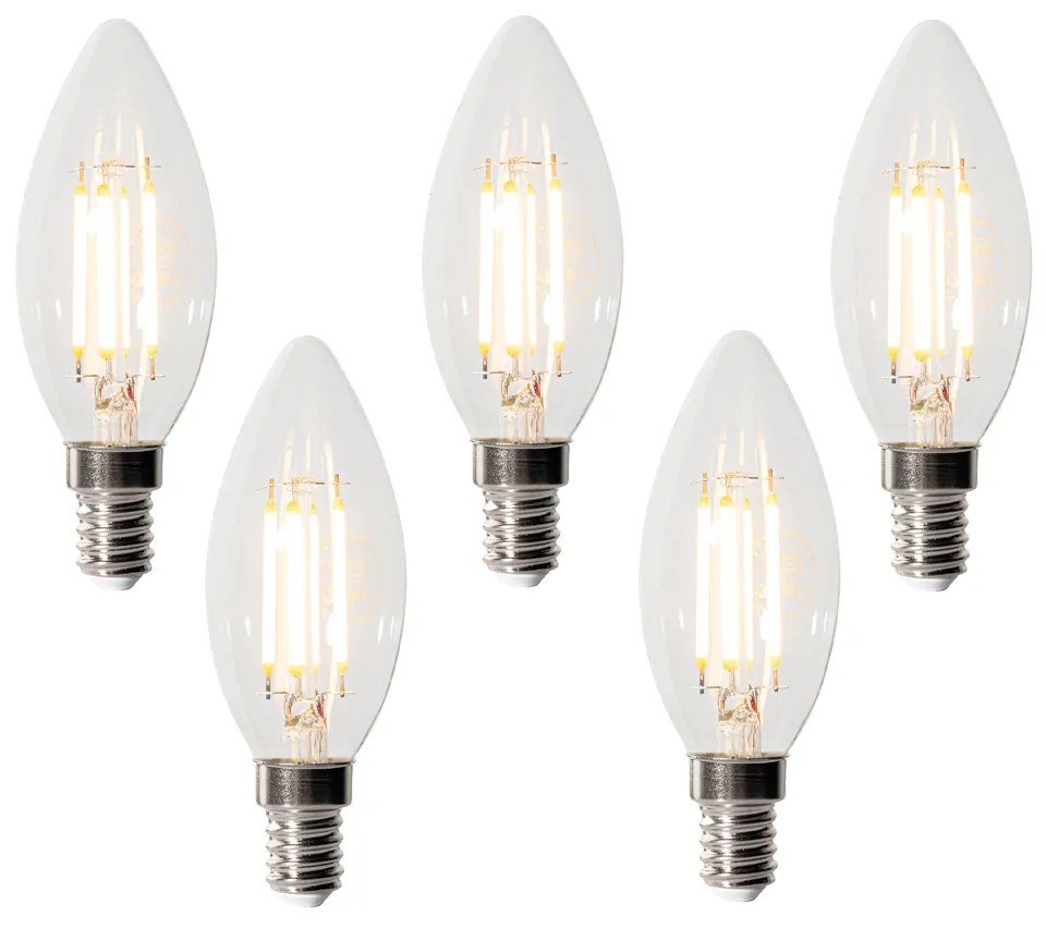 5 darabos E14 3 lépésben dimmelhető LED izzókészlet B35 átlátszó 4W 450 lm 2700K