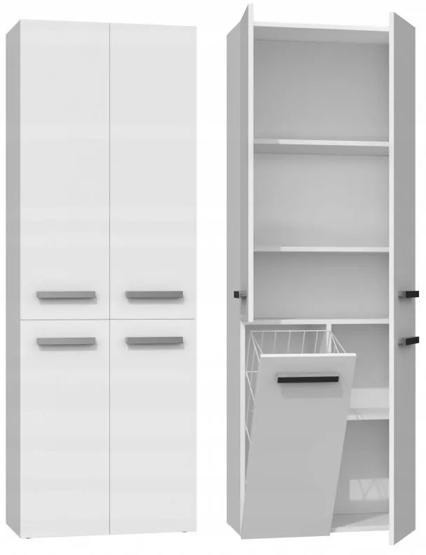 Aldabra 1K DD fürdőszoba szekrény, 60x174x30 cm, fehér