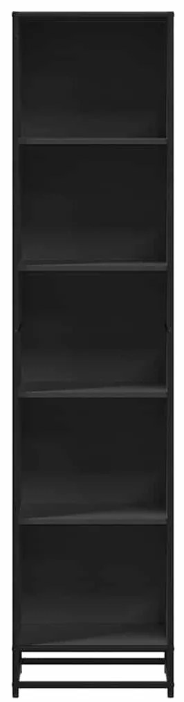fekete forgácslap könyvszekrény 40x35x170,5 cm