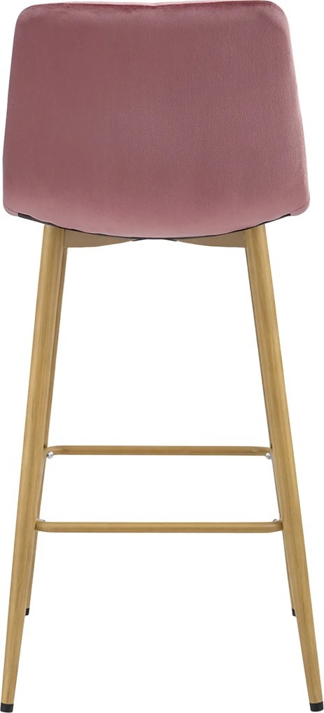 Sötét rózsaszín bárszék NADO VELVET tölgy hatású lábakkal