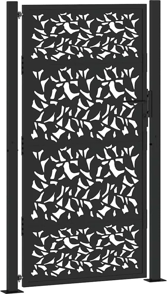 vidaXL fekete kerti kapu 100x175 cm acéllevél mintával
