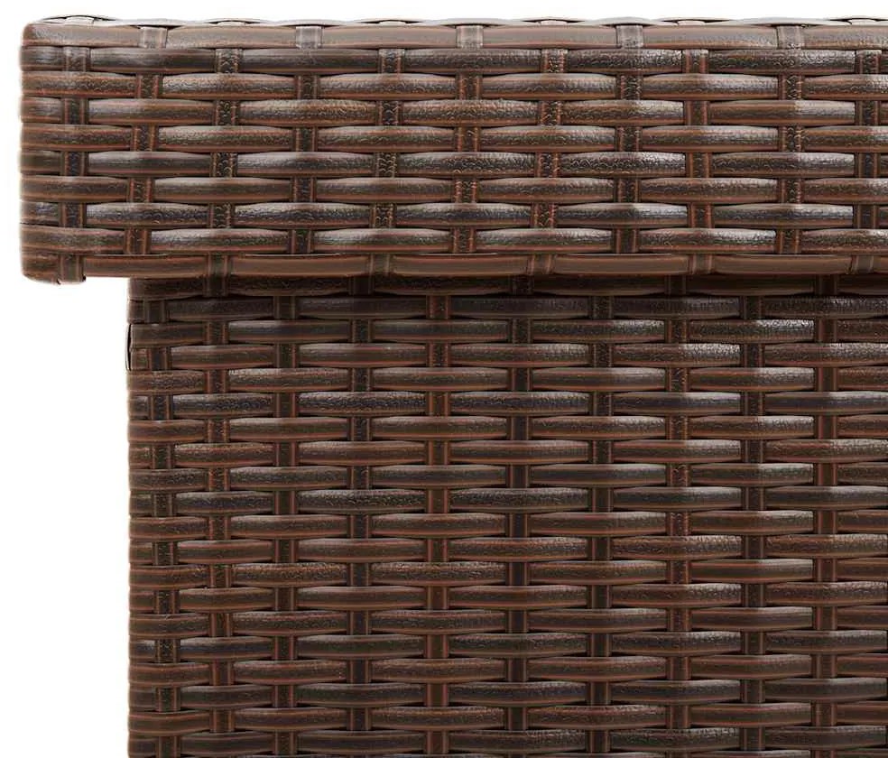 barna polyrattan kerti tárolóláda kerekekkel 110x55x73 cm